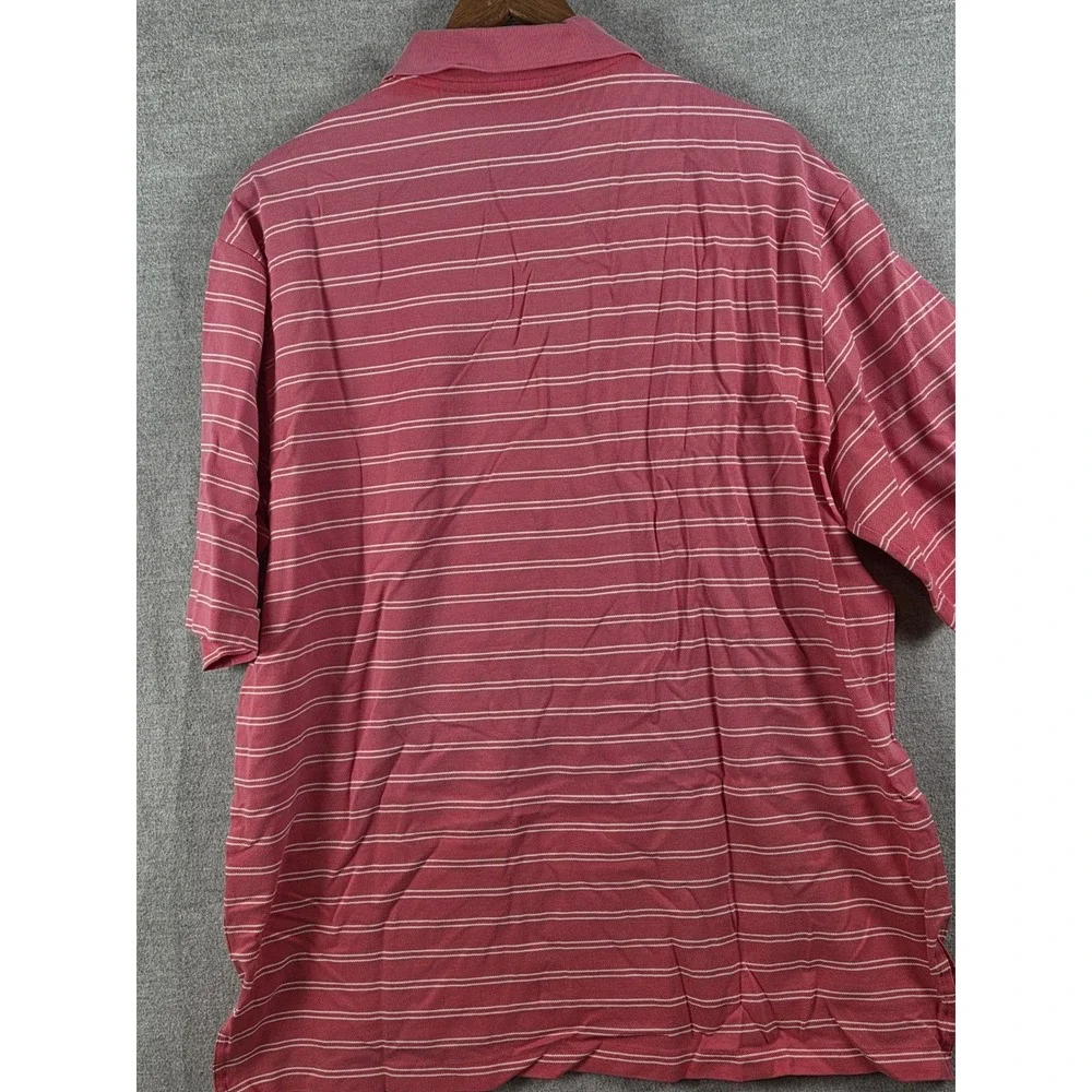 Polo Golf Ralph Lauren Mens Pink White Striped Pima Cotton Polo‎ Shirt Preppy